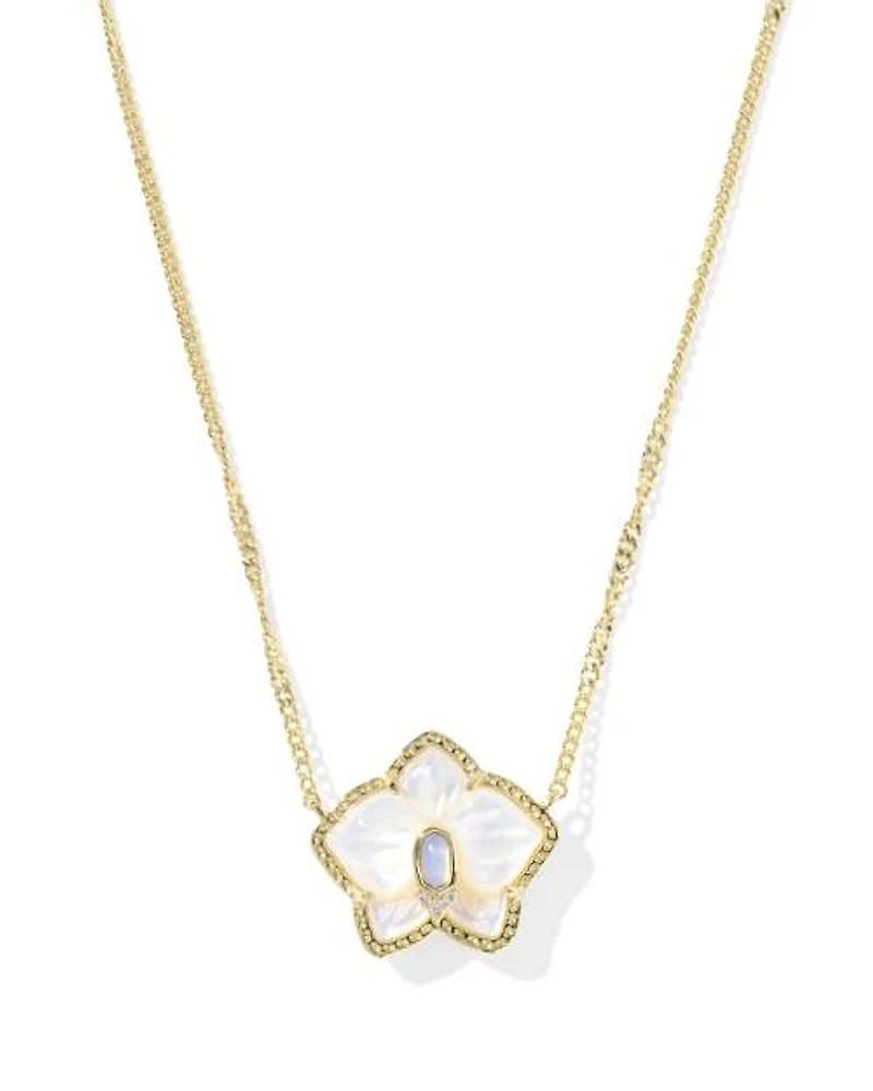 Joelle Orchid Gold Short Pendant Necklace