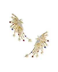 Firework Gold Statement Earrings Red White Blue Mix