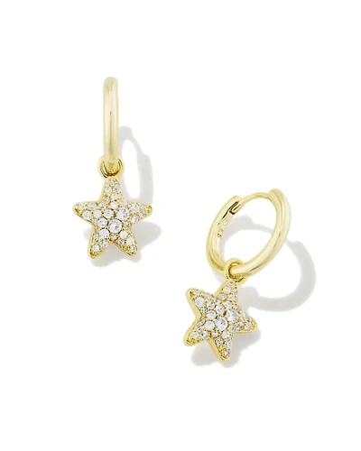 Jae Convertible Silver Star Pave Huggie Earrings White CZ