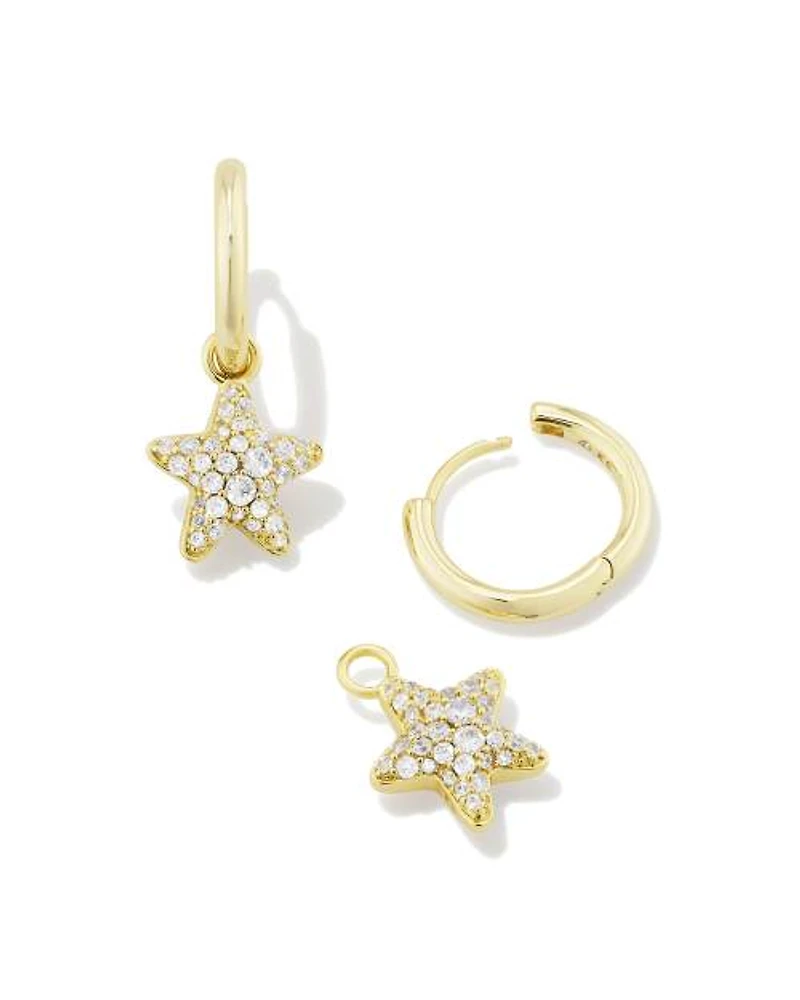 Jae Convertible Silver Star Pave Huggie Earrings White CZ