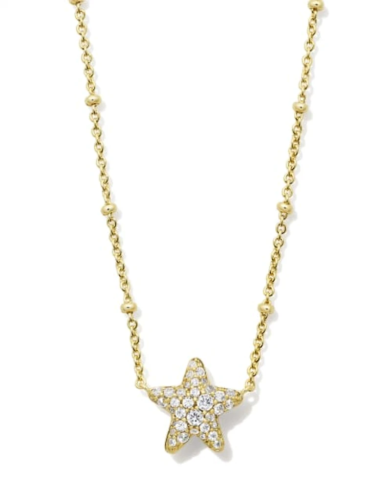 Jae Gold Star Pave Short Pendant Necklace White CZ