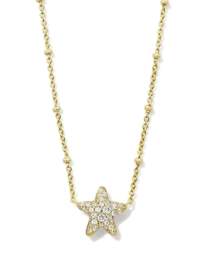Jae Gold Star Pave Short Pendant Necklace White CZ