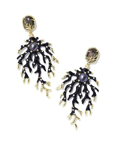 Shea Gold Statement Earrings Black Mix