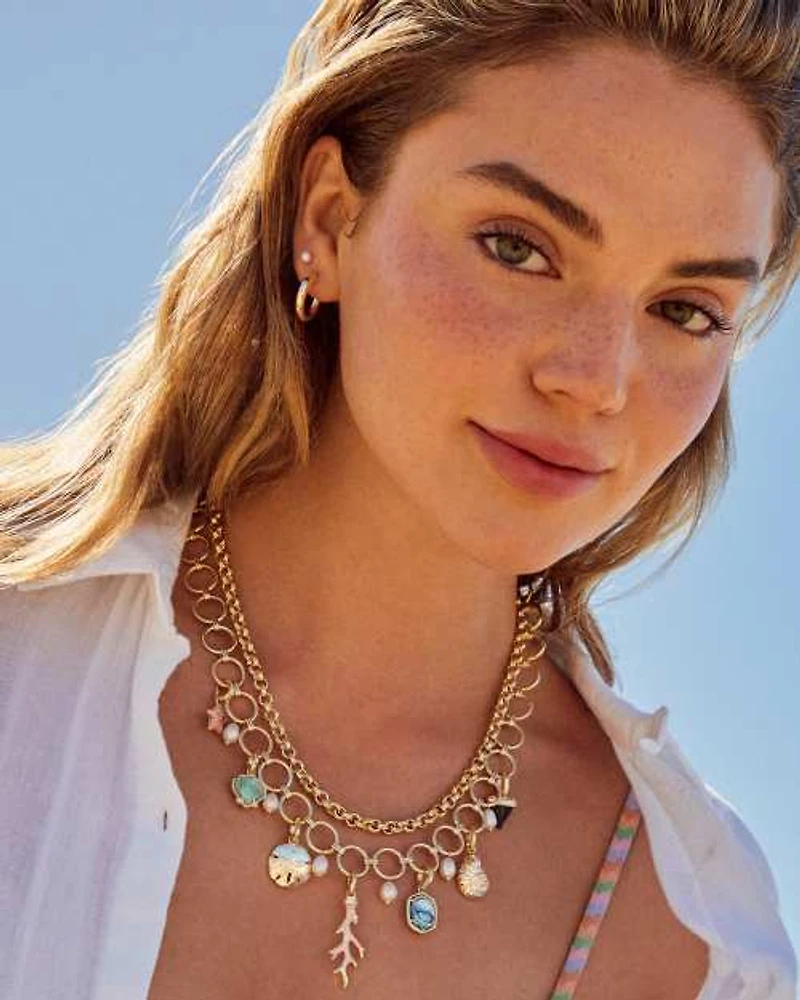 Brynne Convertible Gold Shell Charm Necklace in Multi Mix
