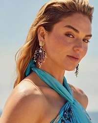 Shea Gold Statement Earrings Black Mix