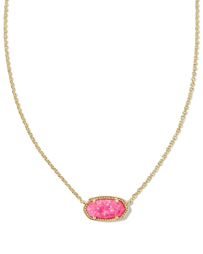 Elisa Gold Pendant Necklace in Bright Pink Lab Grown Opal