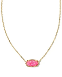 Elisa Gold Pendant Necklace in Bright Pink Lab Grown Opal