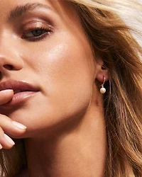 Hadleigh 14k White Gold Huggie Earrings Freshwater Cultured Pearl