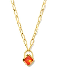 Greer 18k Gold Vermeil Paperclip Pendant Necklace Lab Grown Opal