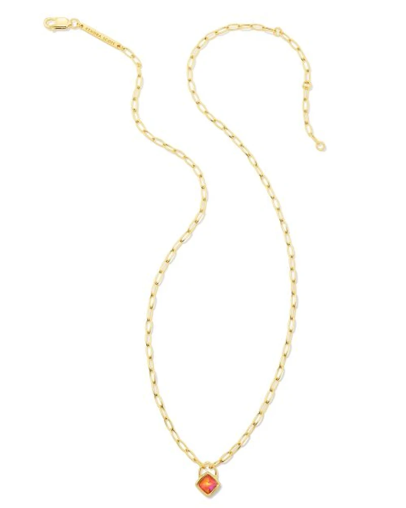 Greer 18k Gold Vermeil Paperclip Pendant Necklace Lab Grown Opal