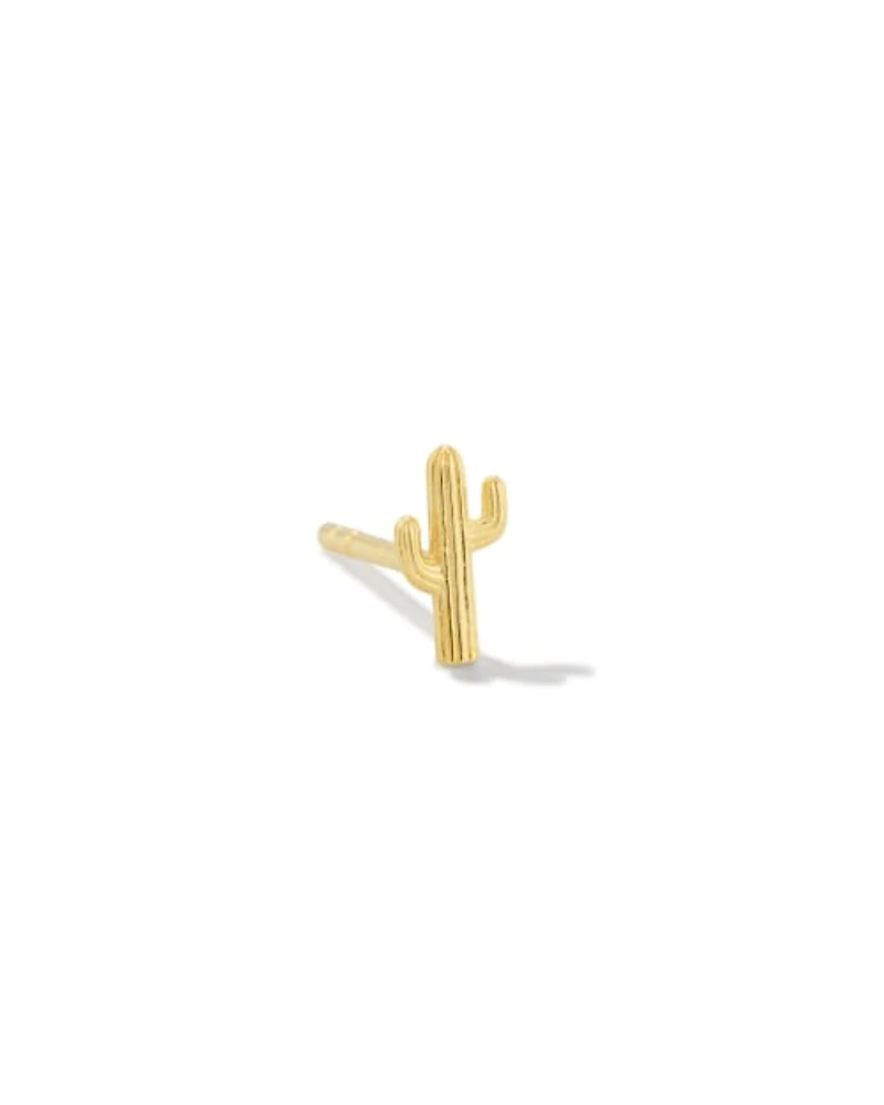 Mini Cactus Single Stud Earring 18k Gold Vermeil
