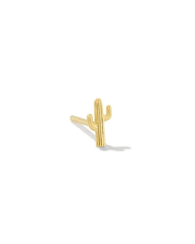 Mini Cactus Single Stud Earring 18k Gold Vermeil