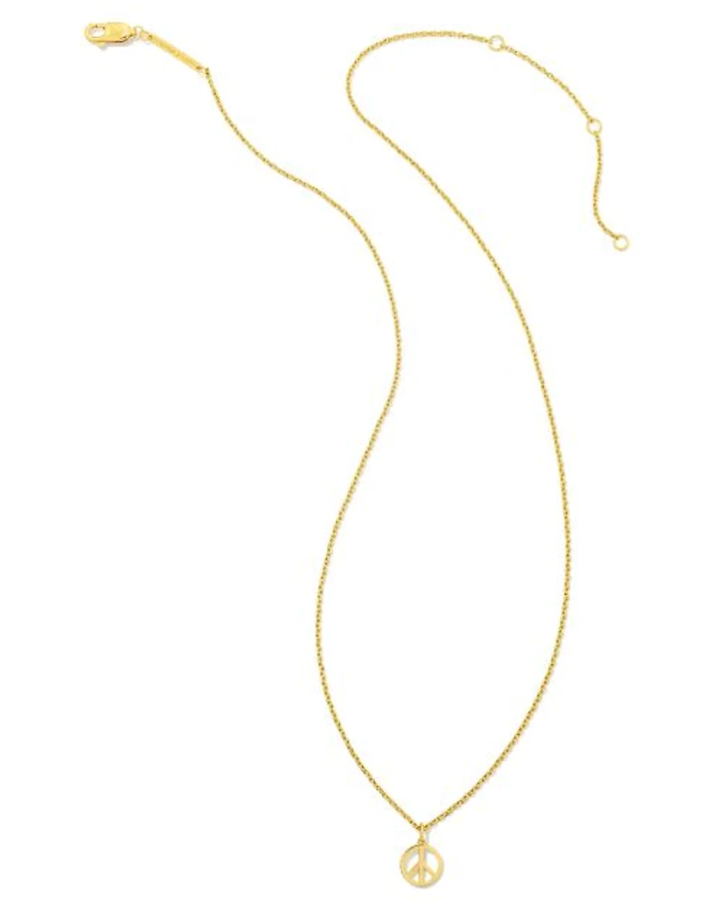 Mini Peace Sign Pendant Necklace in Sterling Silver