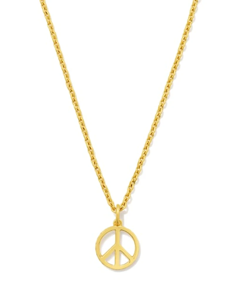 Mini Peace Sign Pendant Necklace in Sterling Silver