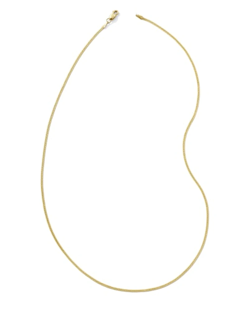 Thin Herringbone Chain Necklace in 14k Yellow Gold