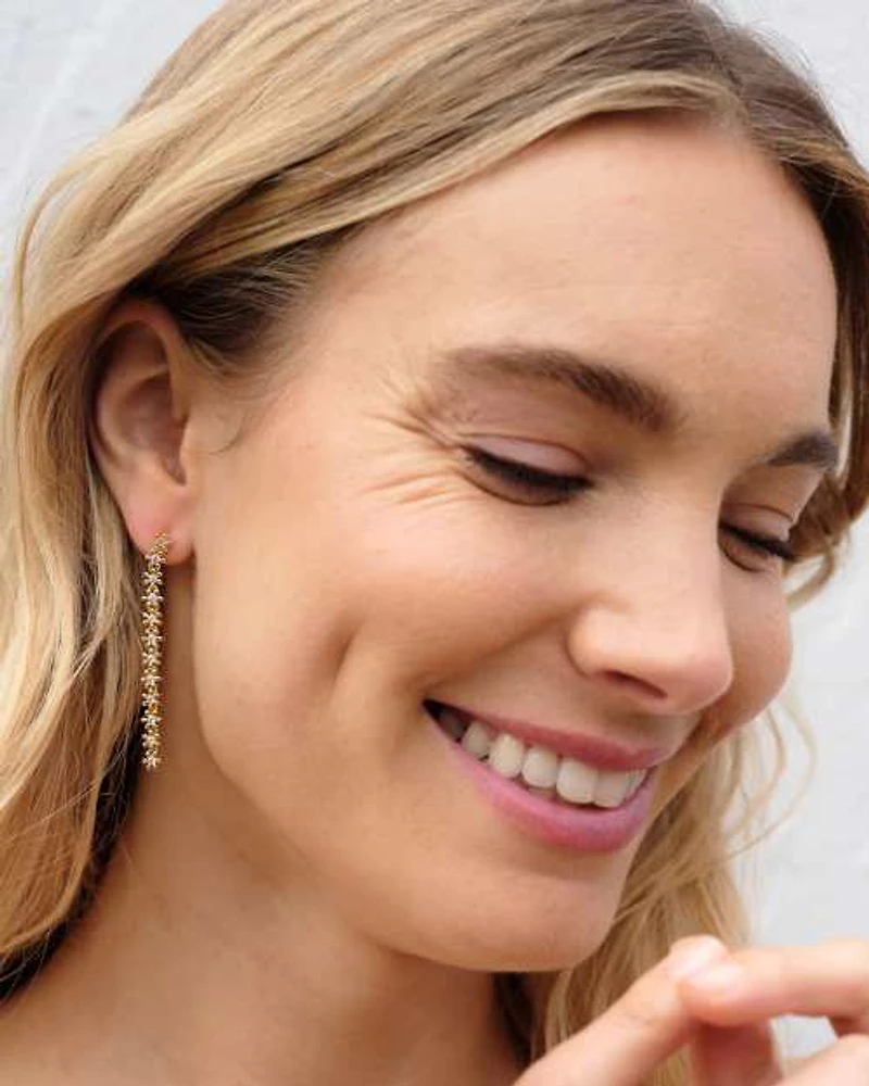 Nydia Silver Linear Earrings White CZ