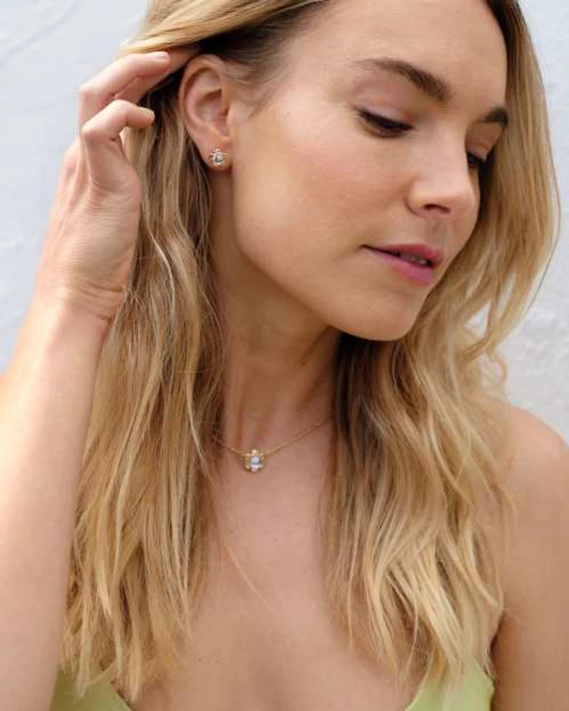 Susie Gold Stud Earrings Dichroic Glass