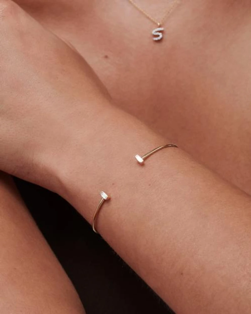 0.19 ct Isabella 14k Yellow Gold Cuff Bracelet White Diamond