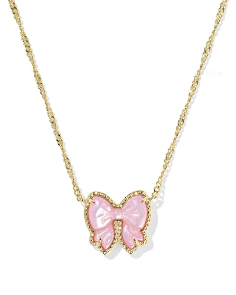Haley Bow Gold Short Pendant Necklace