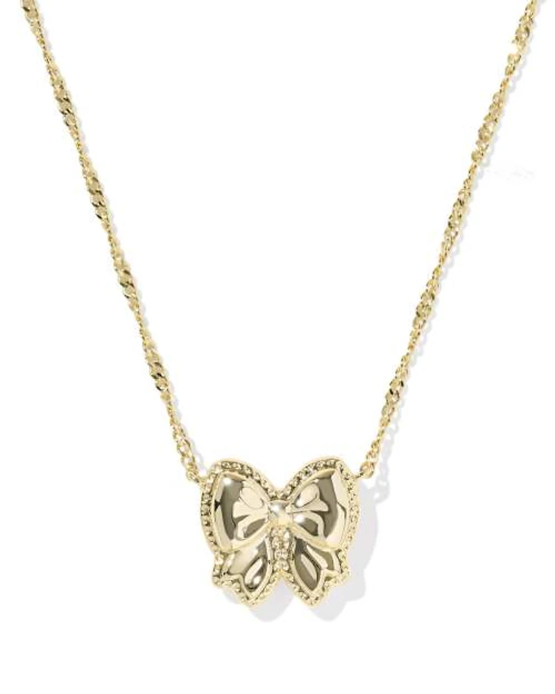 Haley Bow Gold Short Pendant Necklace