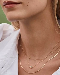 Thin Herringbone Chain Necklace in 14k Yellow Gold
