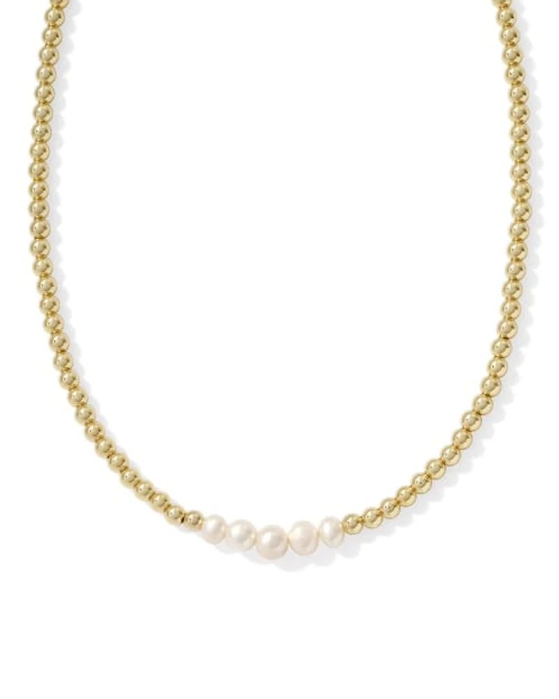 Eve Gold Beaded Strand Necklace Freshwater Cultured Pearl