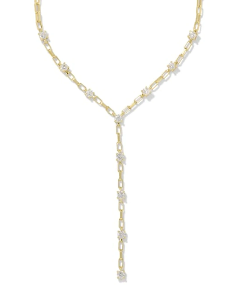 Lexi Silver Y Necklace White CZ