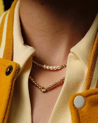 Eve Gold Beaded Strand Necklace Freshwater Cultured Pearl