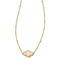 Abbie Gold Pendant Necklace Rose Quartz