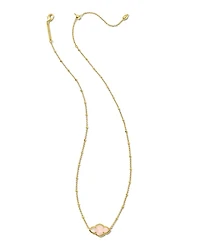 Abbie Gold Pendant Necklace Rose Quartz
