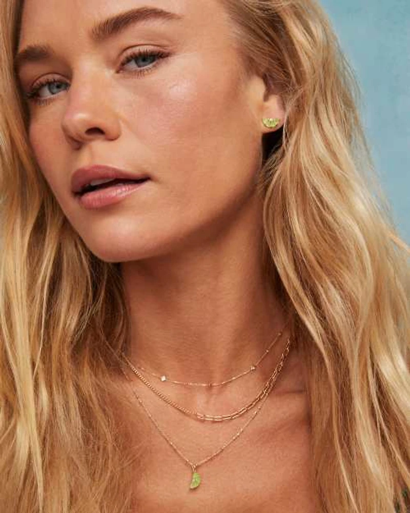 Lime Gold Short Pendant Necklace