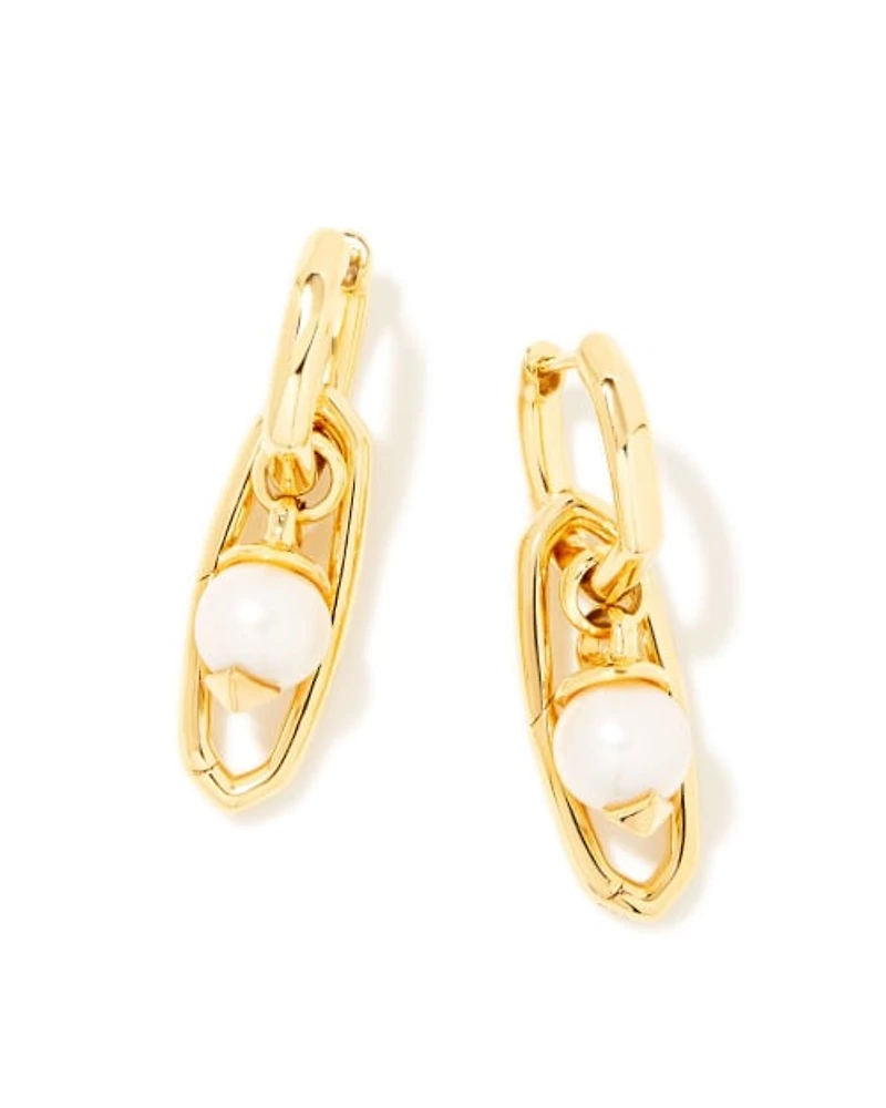Brooklyn Convertible Pearl 18k Gold Vermeil Charm Earrings in Freshwater Cultured Pearl