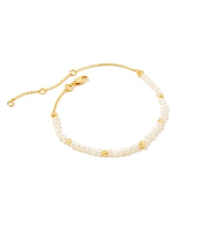 Brooklyn Pearl 18k Gold Vermeil Delicate Chain Bracelet in Freshwater Cultured Pearl