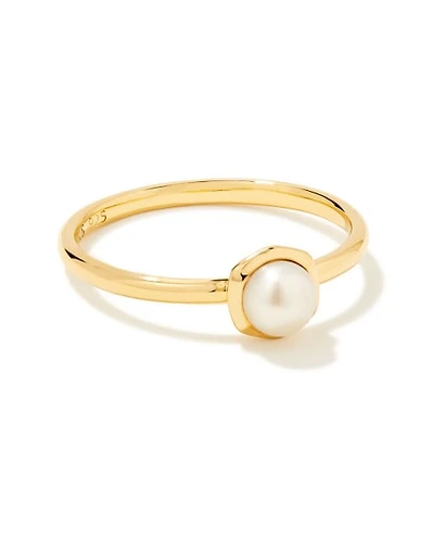 Davie Pearl 18k Gold Vermeil Band Ring Freshwater Cultured