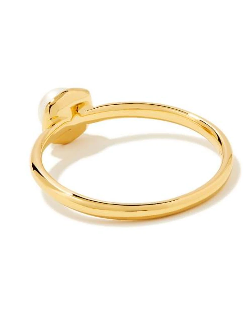 Davie Pearl 18k Gold Vermeil Band Ring Freshwater Cultured