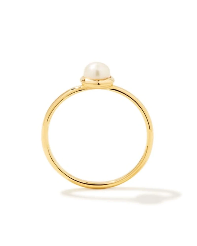 Davie Pearl 18k Gold Vermeil Band Ring Freshwater Cultured