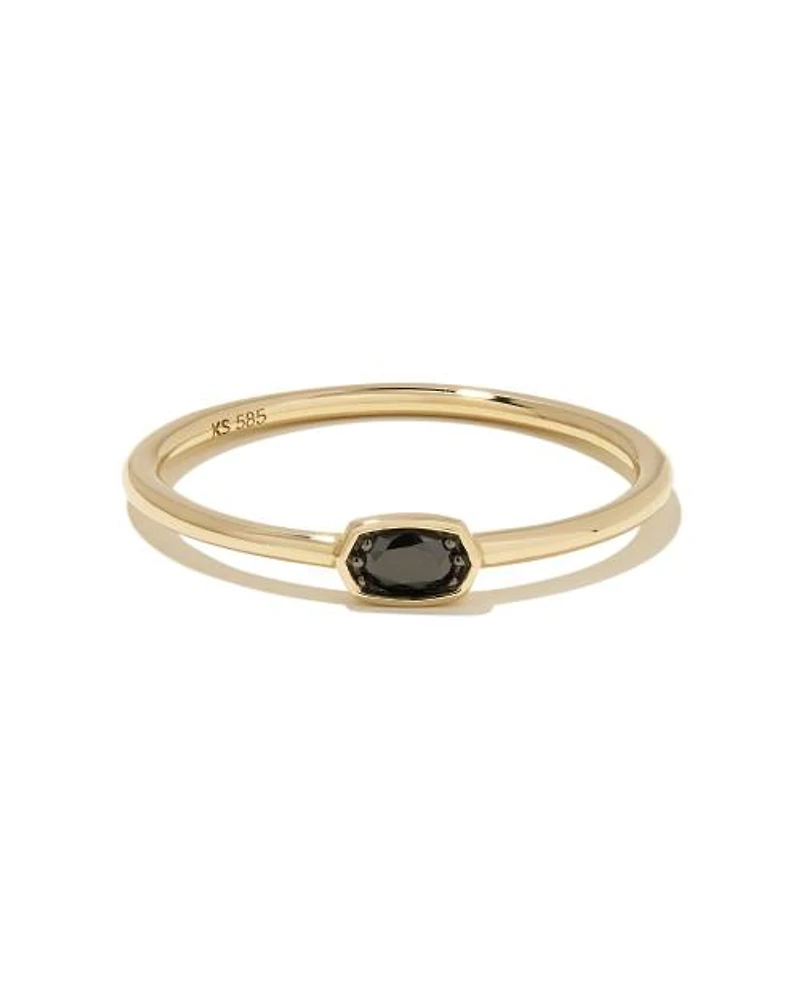 0.11 ct Marisa 14k Yellow Gold Oval Solitaire Band Ring Black Diamond
