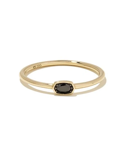 0.11 ct Marisa 14k Yellow Gold Oval Solitaire Band Ring Black Diamond