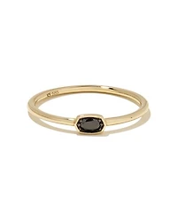 0.11 ct Marisa 14k Yellow Gold Oval Solitaire Band Ring Black Diamond