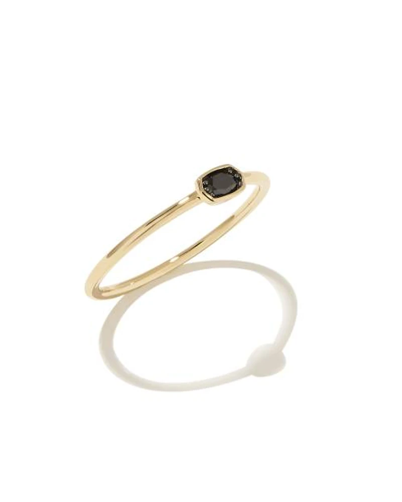 0.11 ct Marisa 14k Yellow Gold Oval Solitaire Band Ring Black Diamond