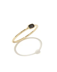 0.11 ct Marisa 14k Yellow Gold Oval Solitaire Band Ring Black Diamond