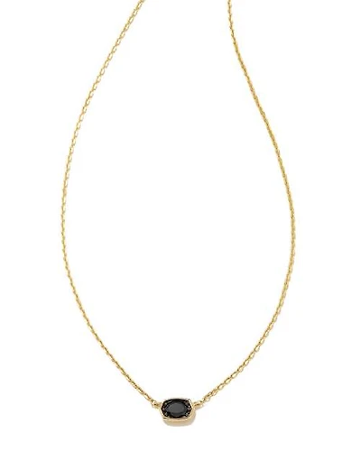 0.11 ct Marisa 14k Yellow Gold Oval Solitaire Pendant Necklace in Black Diamond