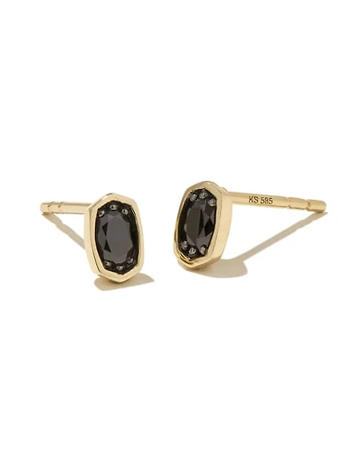 0.21 ct Marisa 14k Yellow Gold Oval Solitaire Stud Earrings in Black Diamond