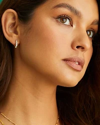 Davie 18k Gold Vermeil Huggie Earrings White Topaz