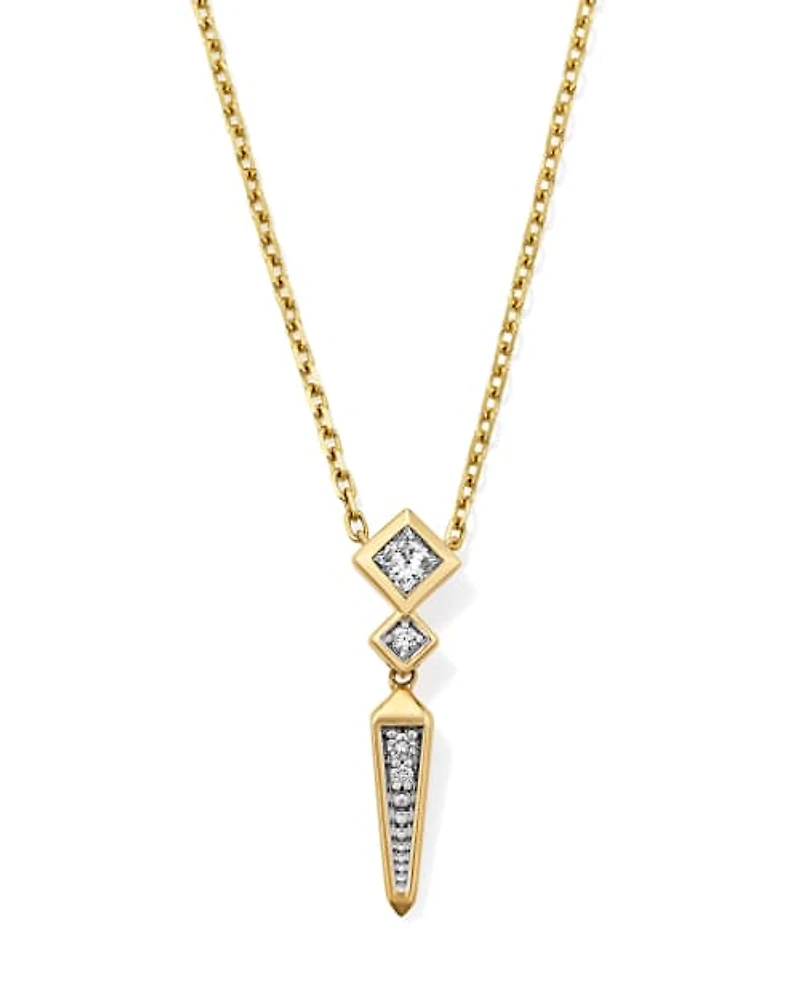 0.2 ct Lab Grown Diamond Michelle 14k Yellow Gold Small Spike Pendant Necklace