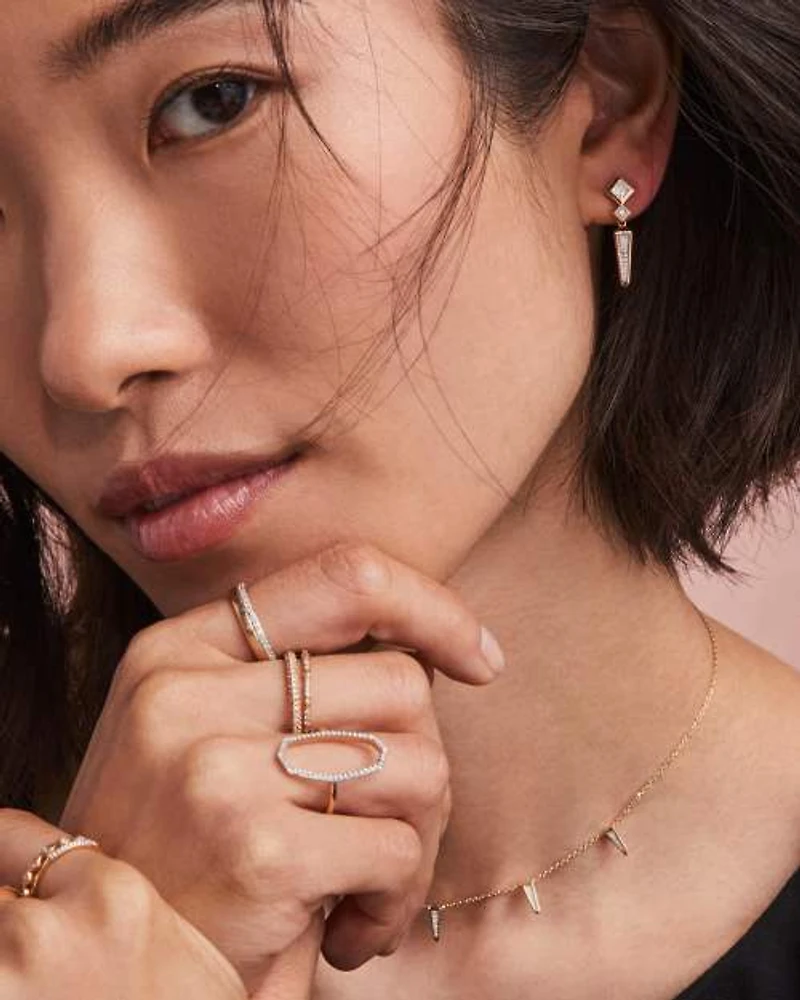 0.41 ct Lab Grown Diamond Michelle 14k Yellow Gold Small Spike Drop Earrings