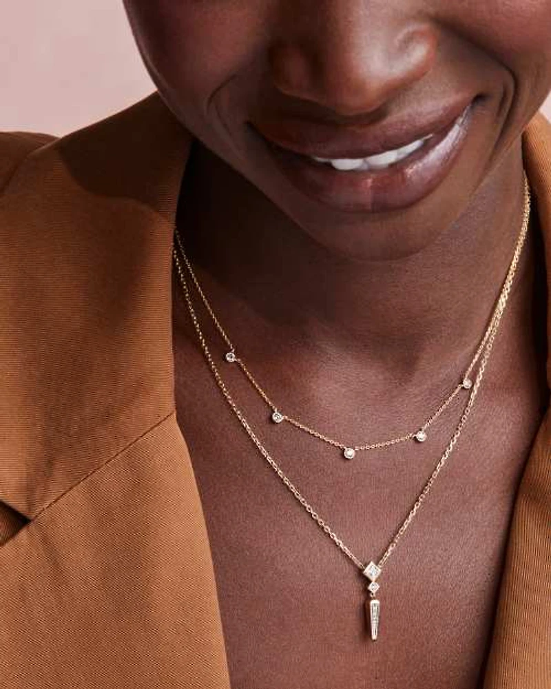 0.2 ct Lab Grown Diamond Michelle 14k Yellow Gold Small Spike Pendant Necklace