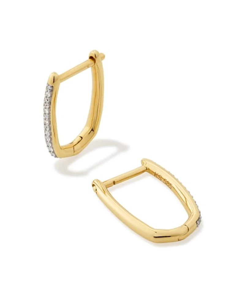 0.1 ct Ellen 14k White Gold Luxe Huggie Earrings in White Diamond