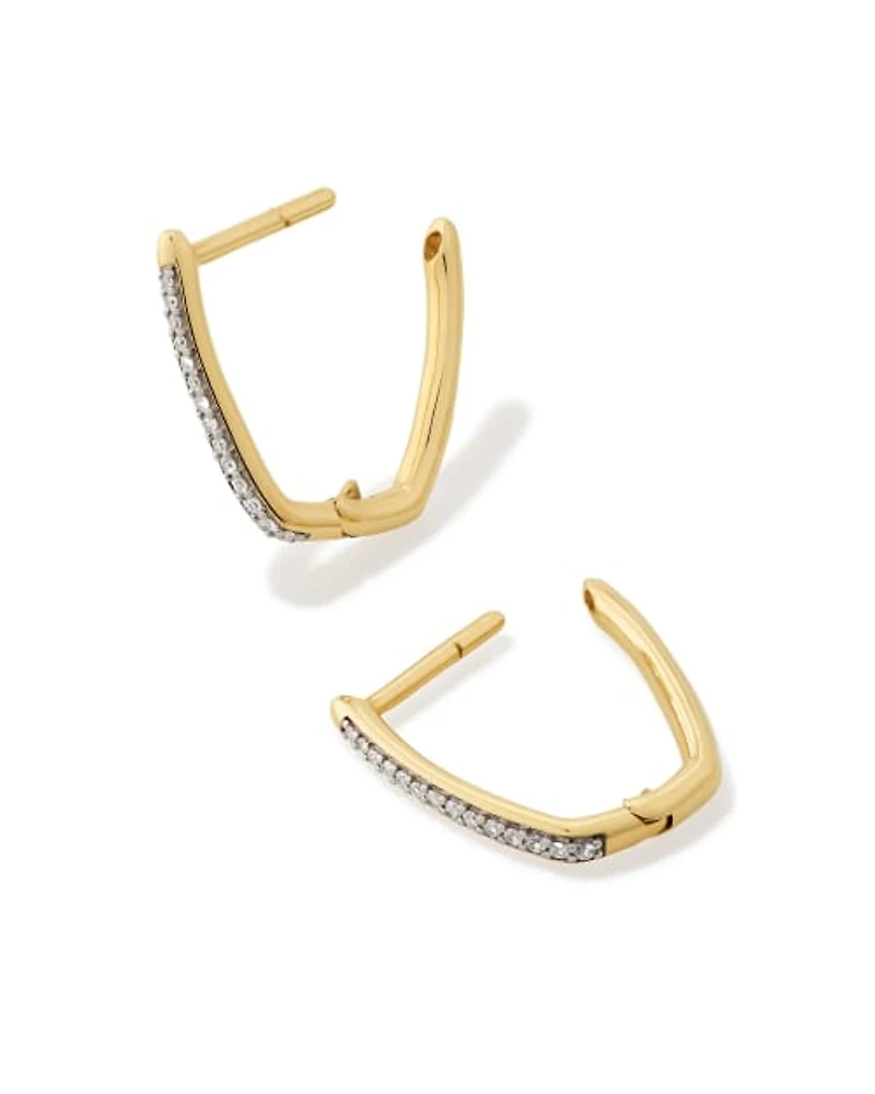 0.1 ct Ellen 14k White Gold Luxe Huggie Earrings in White Diamond