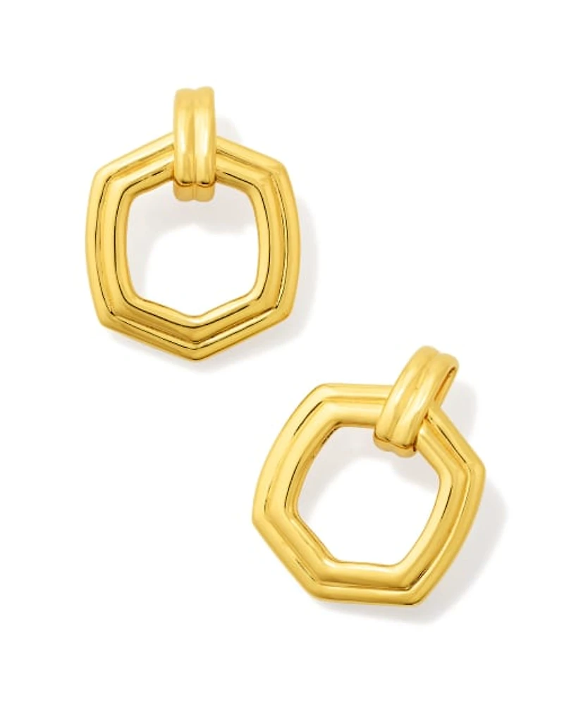 Davie Ridged Open Frame Earrings 18k Gold Vermeil